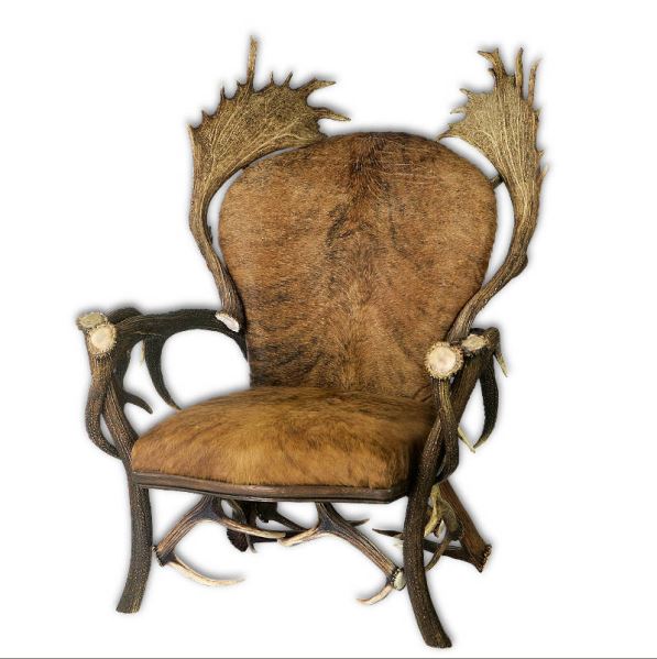 Sillon con real cuernos de ciervo y gamo. M: 90x80cm x H 120cm 111108